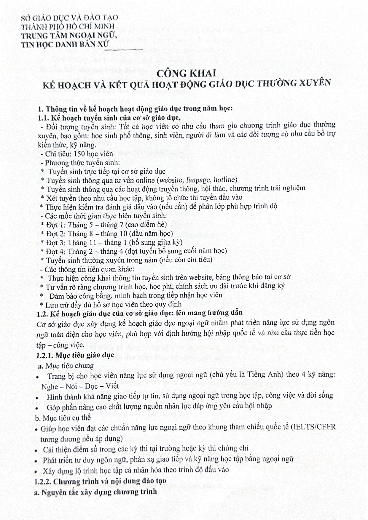 cong khai ket qua va ke hoach 01