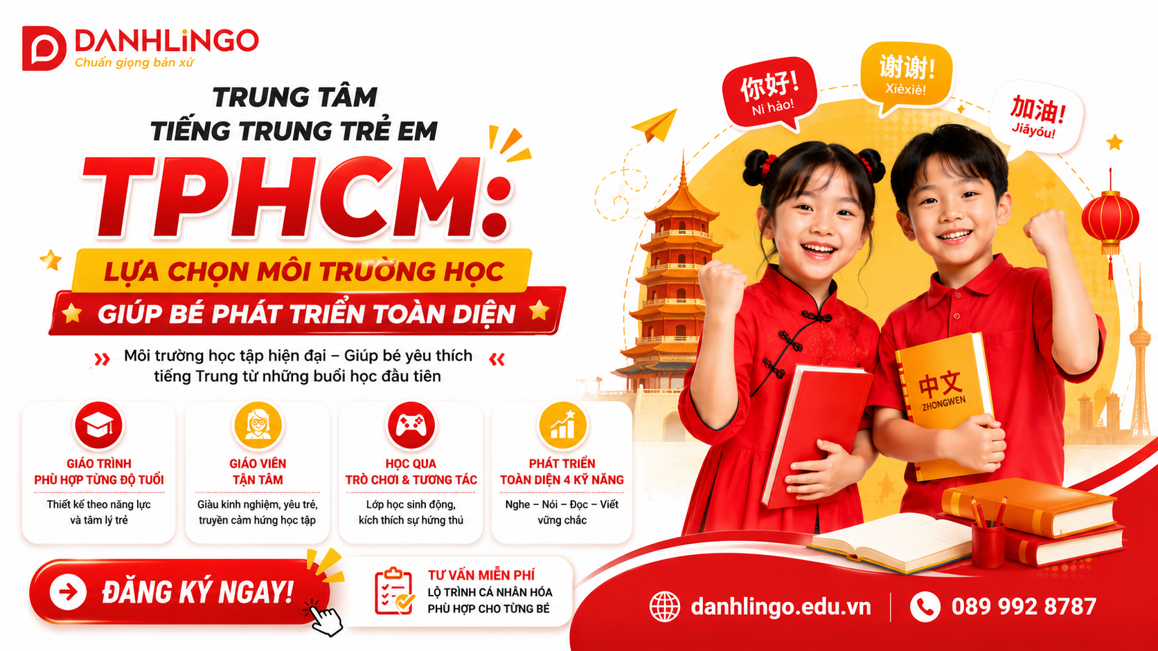 Trung tâm tiếng Trung trẻ em TPHCM tại DanhLingo với chương trình học phù hợp cho trẻ em
